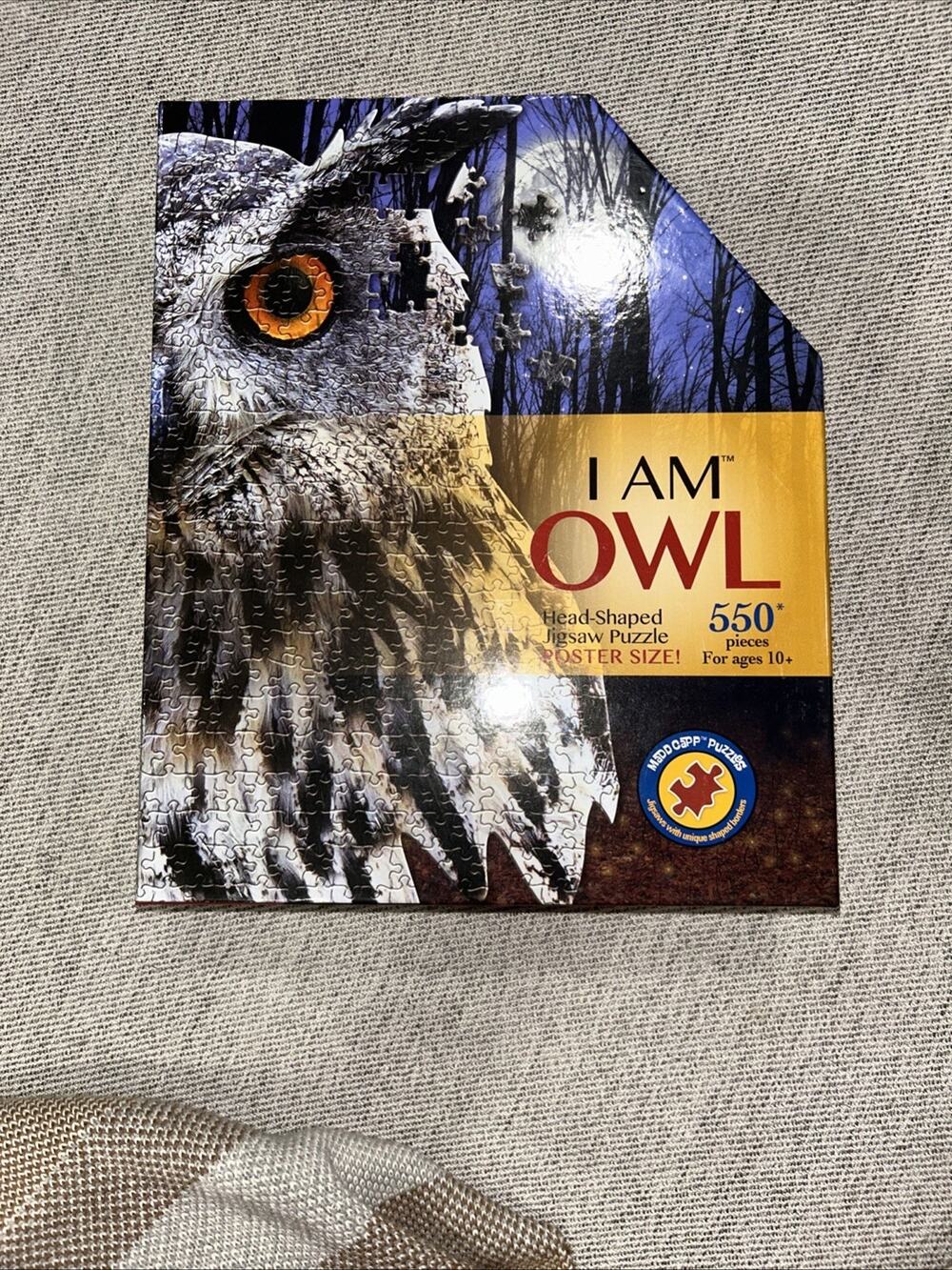BRAND NEW “I Am Owl” Head Shaped Jigsaw Puzzle By MaddCapp Puzzles 550 Pieces
